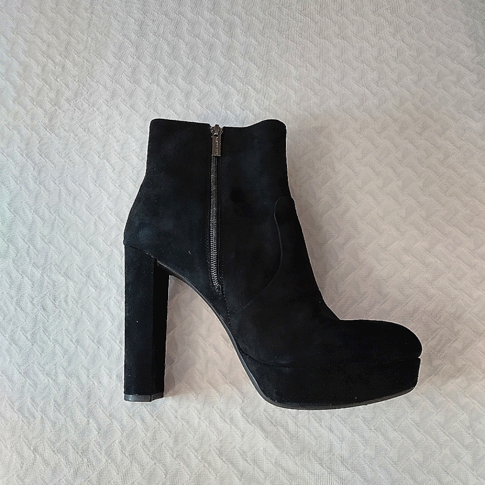 Black Suede Platform Ankle Boots - Women
